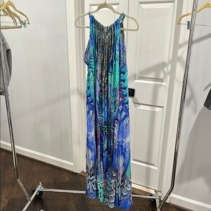 Camilla Blue Halter Maxi Sundress Resort Wear